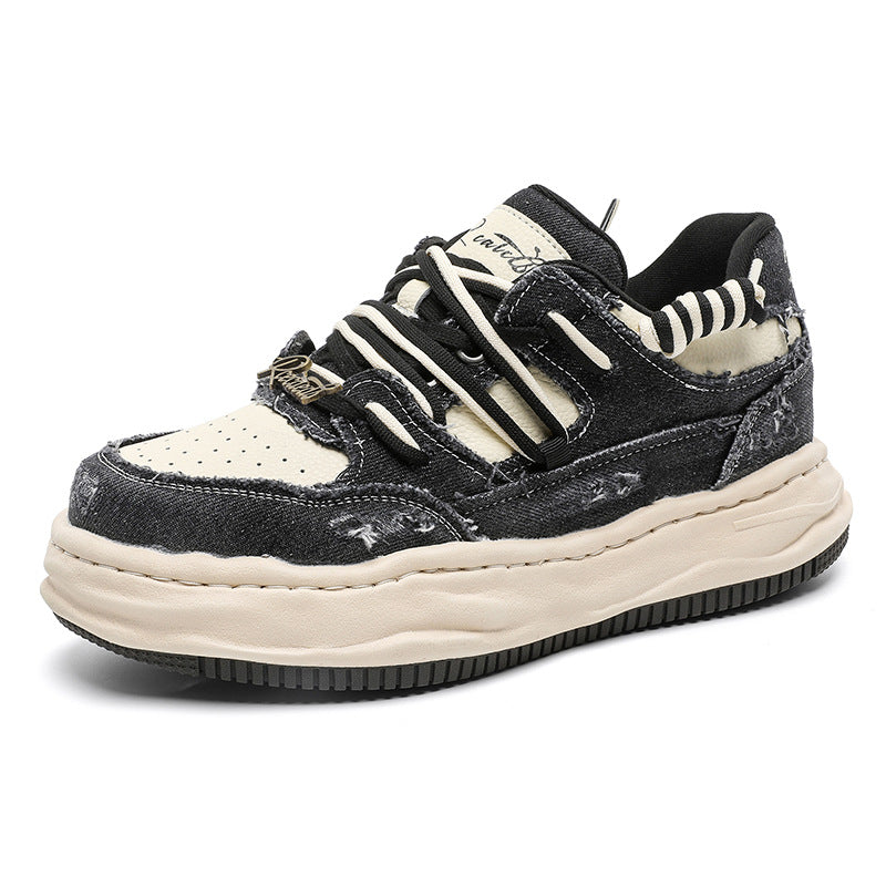 Lavé et dissolvé bas épais 7CM Hauteur invisible Augmenter Semelle Chaussures Hommes Sport