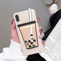 Étui téléphonique en silicone pour thé au lait de perle tridimensionnel
