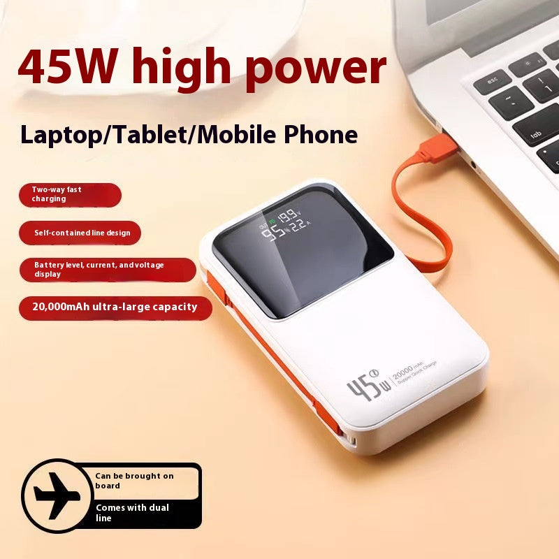 3C Certifié 45W Power Bank avec câble 20000 MA Alimentation mobile