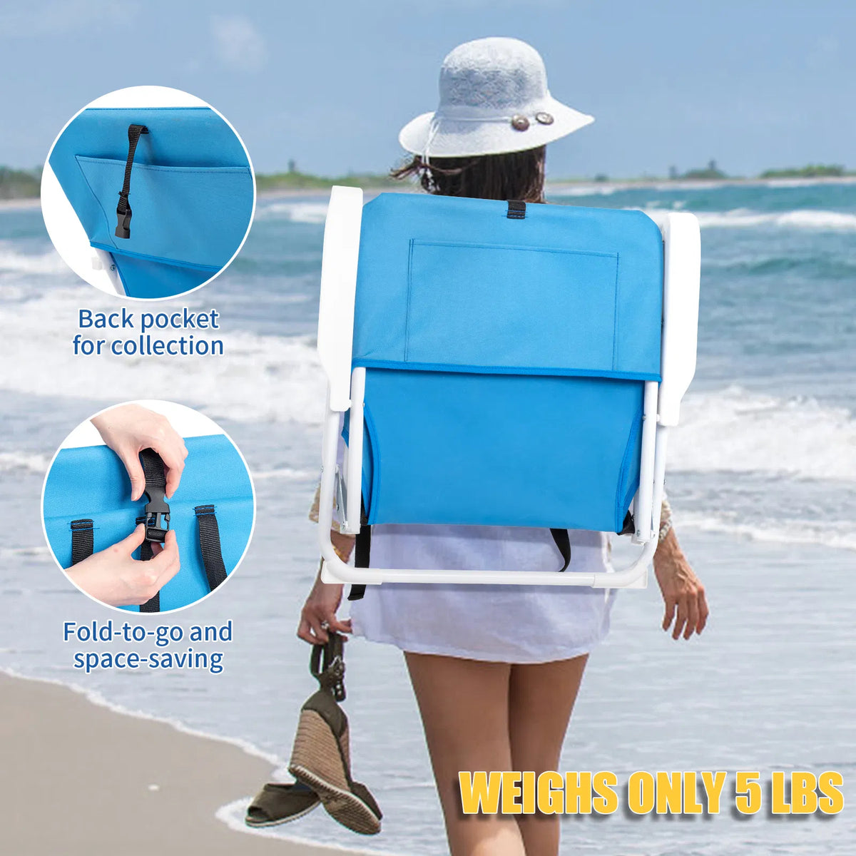Chaise Oxford Cloth Iron Outdoor Beach Bleu
