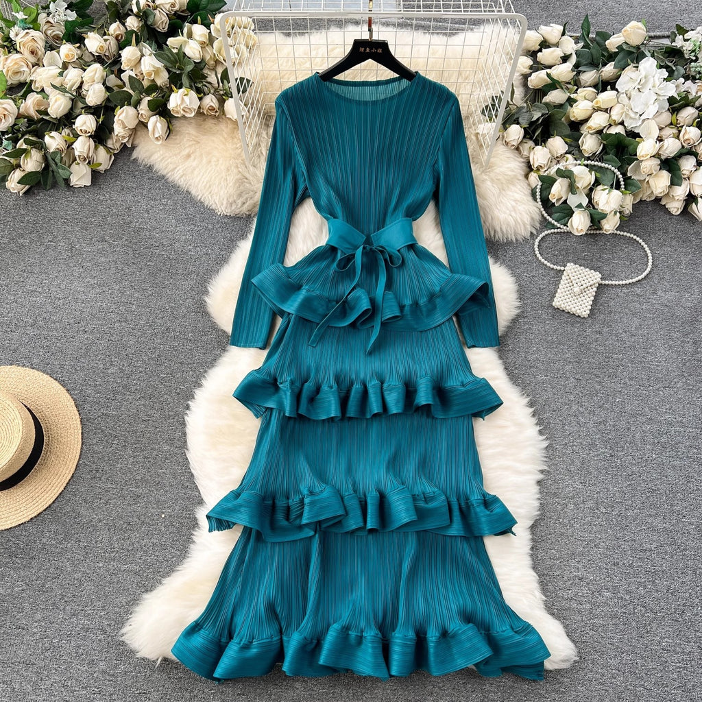 Cake industrie lourde plissé mince robe longue