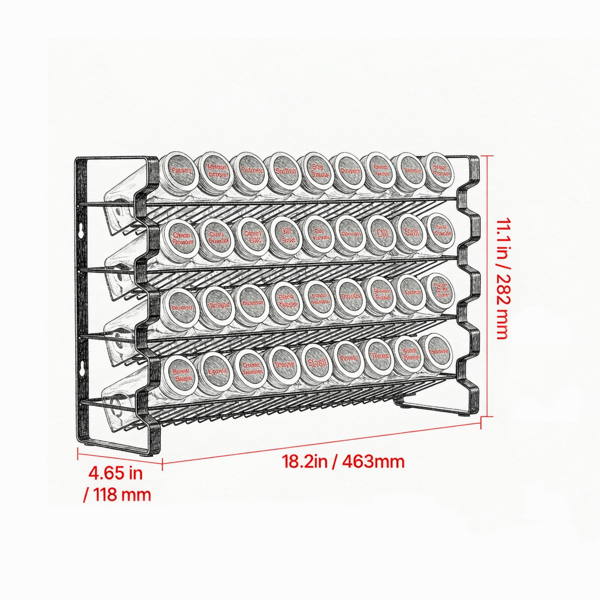 Organisateur de rack d'épice pour Cabinet 18x11inch
