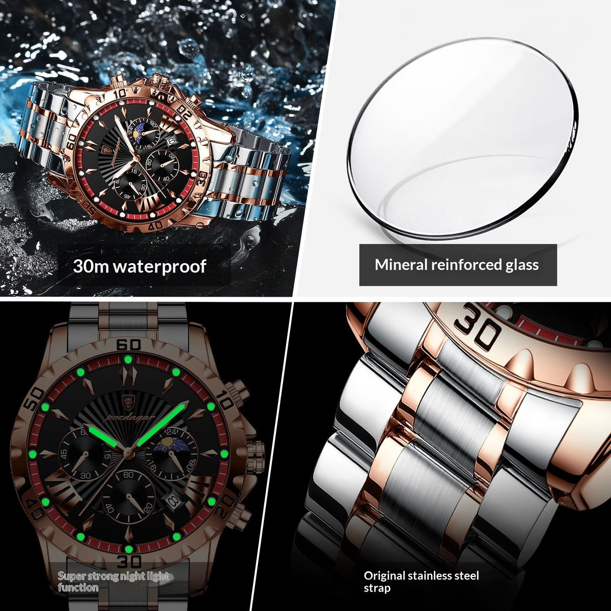 Men's Sporty Multifunction Waterproof Watch
