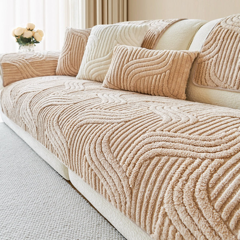 Coussin de canapé en peluche couleur crème - Épaisseur Coussin d'automne non glissant