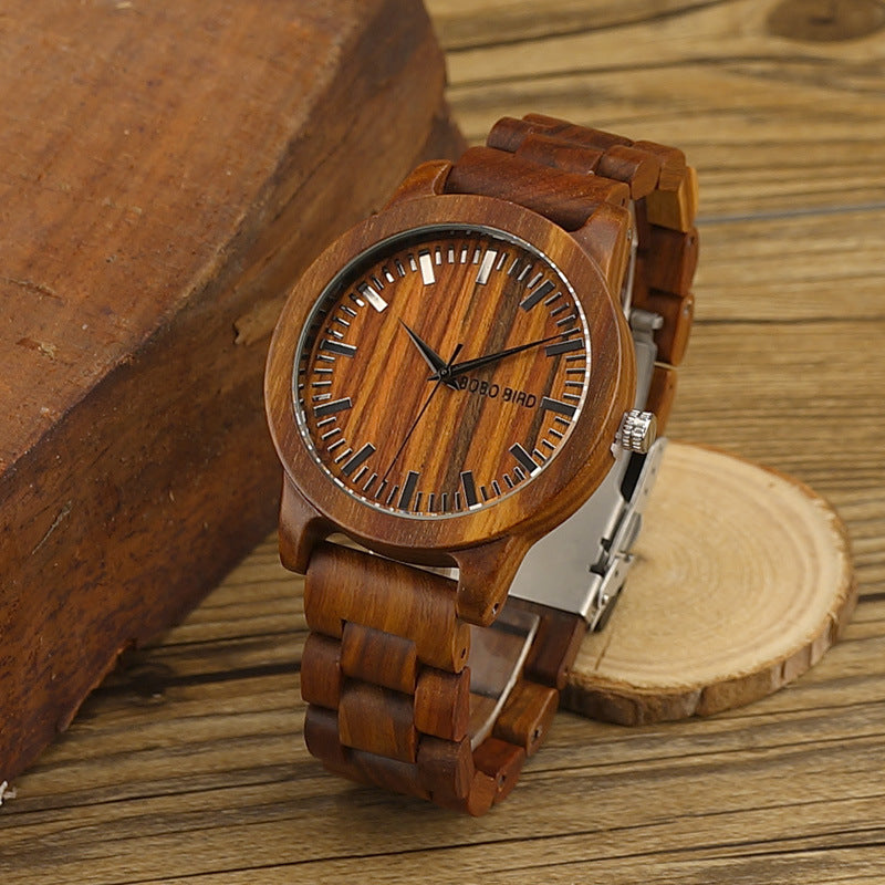 Montre Quartz de style pointeur en bois