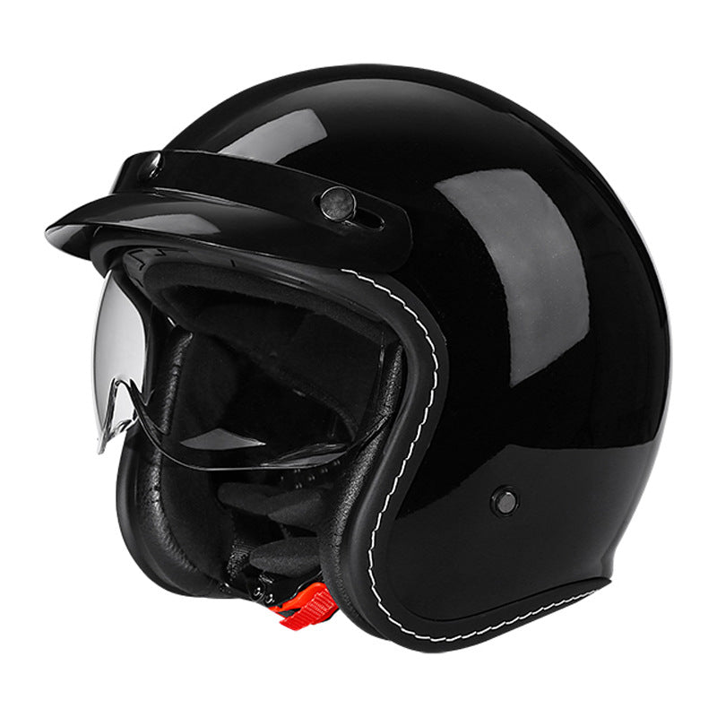 Casque de moto vintage avec visière intégrée rétractable