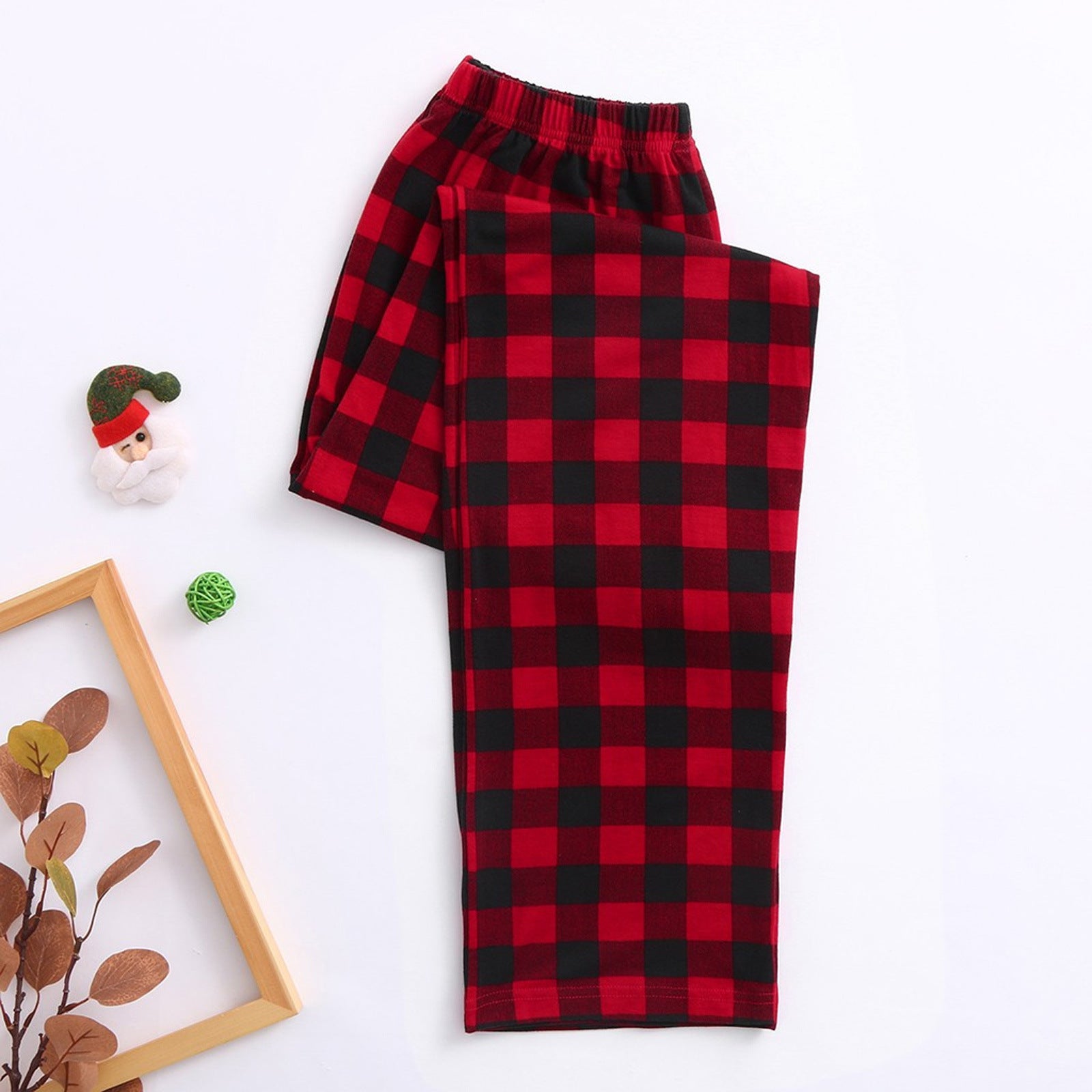 Ebay Christmas Plaid Cartoon Bear Imprimé Parent-enfant Port de longues manches Pajamas Homewear S