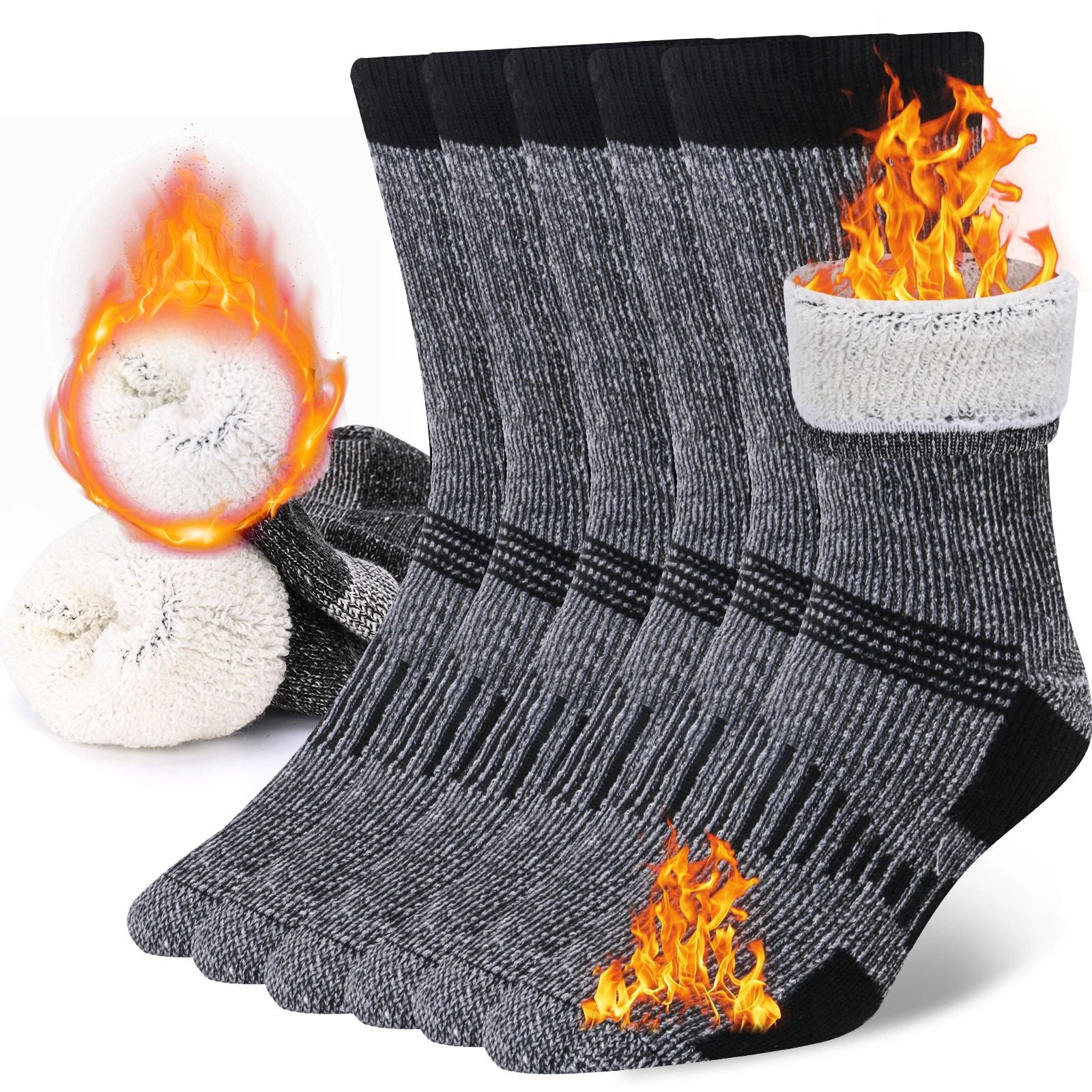 Chaussettes chaudes épaissies de laine ronde pour hommes et femmes