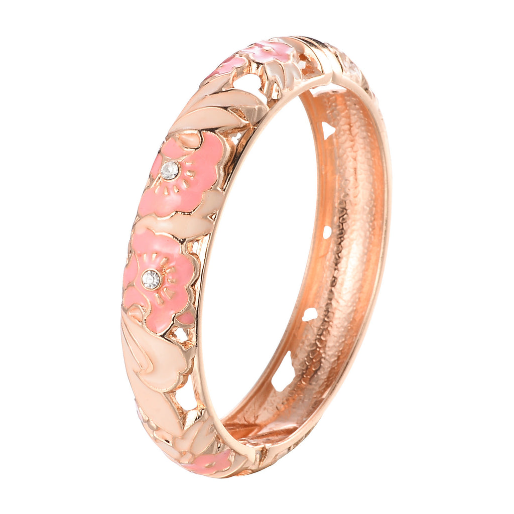 Dai Li Cloisonne Bracelet Vintage Palais Style Émail Drop Huile Bracelet Fleur Série Ouvert