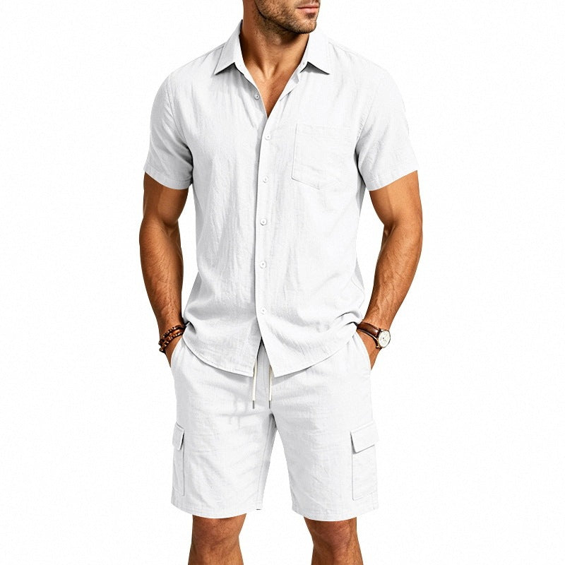 Hommes Linge de maison Chemise à manches courtes et ensemble de shorts de travail