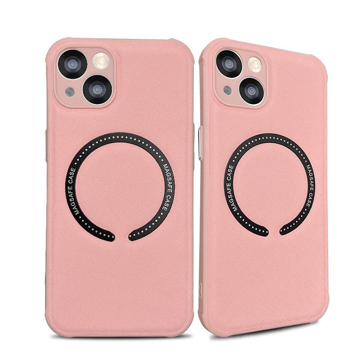 Boîtier de téléphone en cuir Iphone14 Mag Croix magnétique sûre