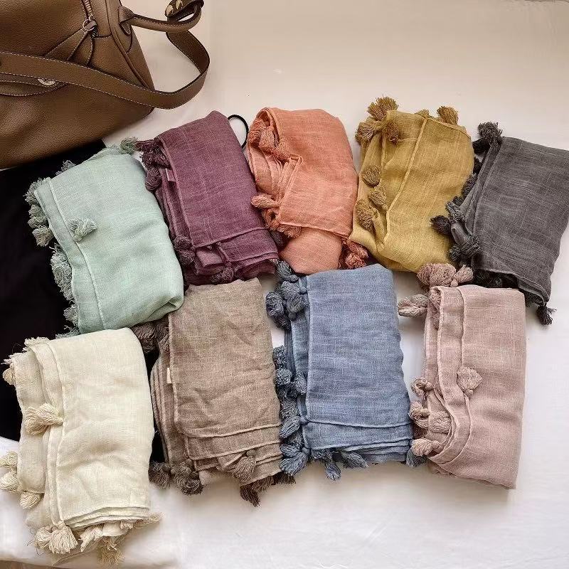 Artistic chic versatile long cotton scarf