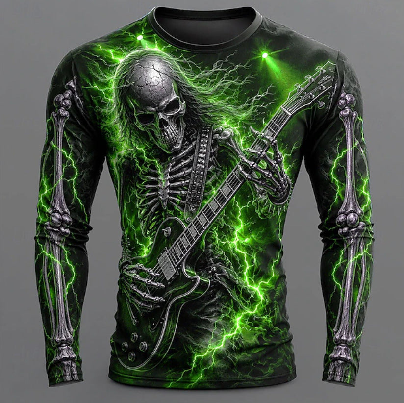 T-shirt imprimé homme manches longues avec un cou d'équipage