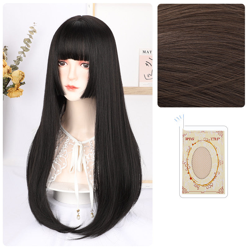 Princess Cut Wig Femme Long Coiffure Simulation Net Rouge