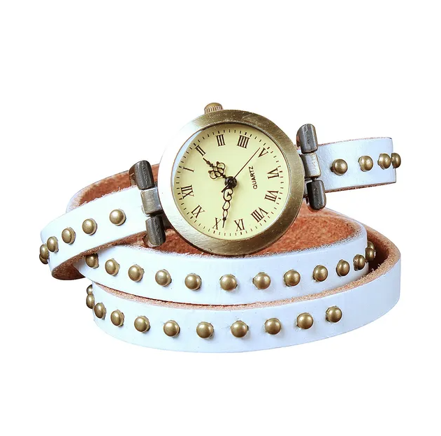 Chaîne de montre en cuir de rivet modet Retro