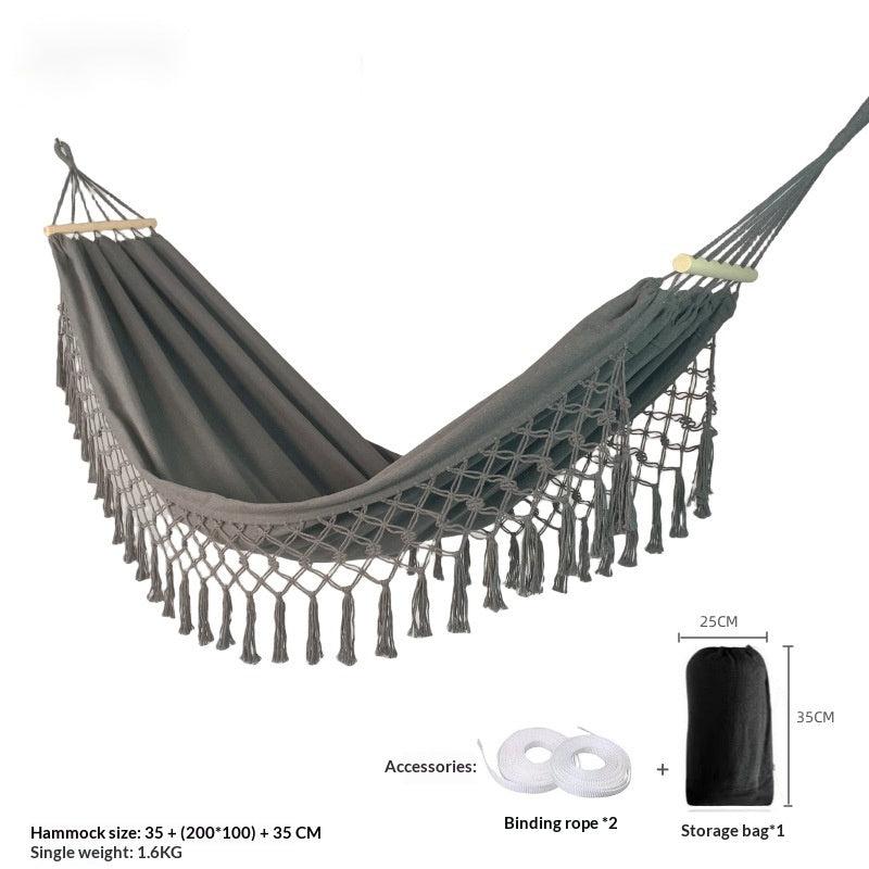 Hamac en tassel extérieur avec stakes en bois Toile à balançoire intérieure avec prévention latérale