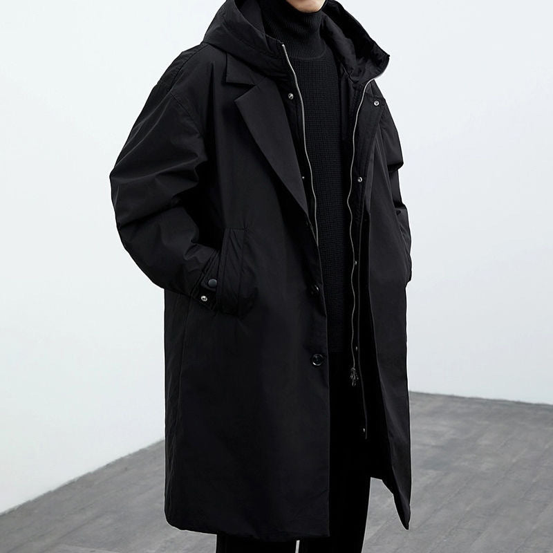 Faux manteau de tranchée thermique à capuchon de deux pièces