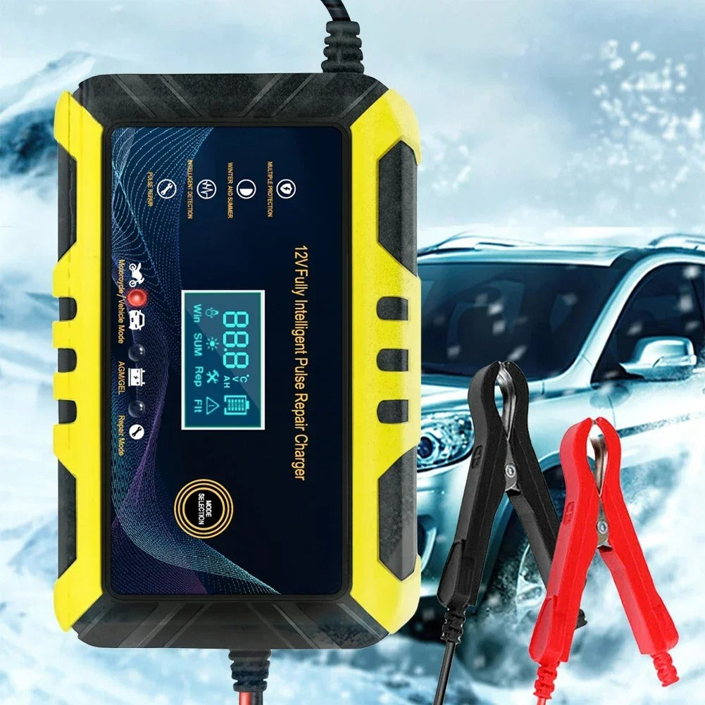Chargeur de batterie de voiture 12V 6A Pulse Réparation LCD Chargeur de batterie automatique intelligent GEL Le