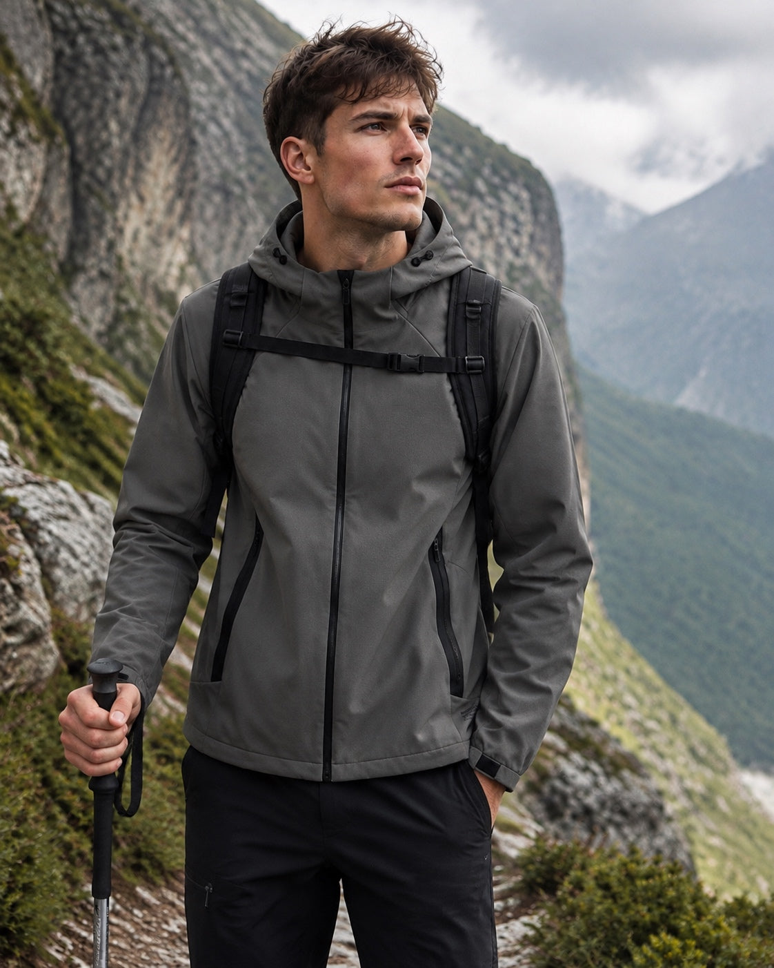 Veste à capuche imperméable à l'eau pour hommes
