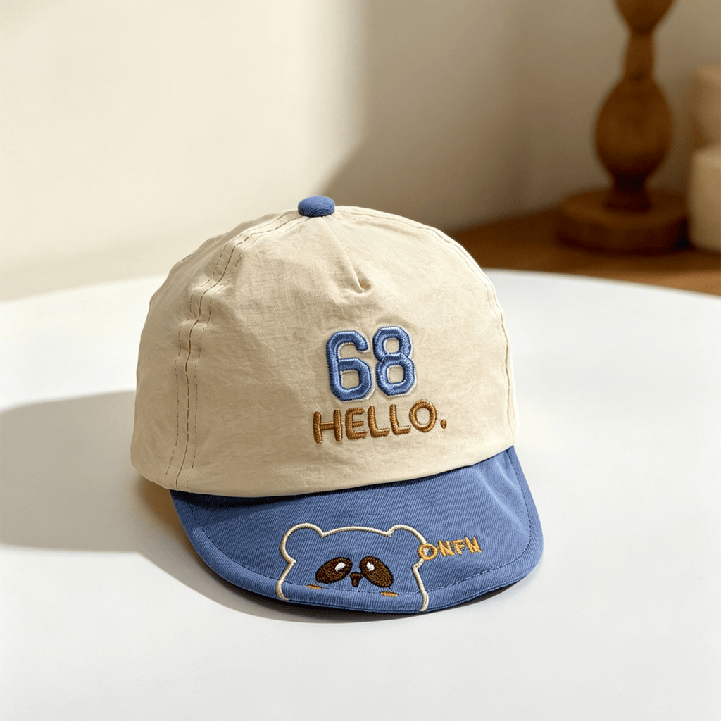 Capuchon de baseball souple multicolore avec broderie d'ours cartoon Et 68 lettres Ba