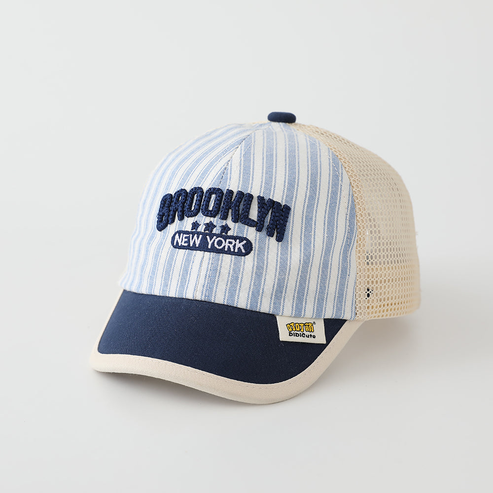 Summer Baby Vertical-striped Mesh Patchwork Brodé YORK Casquette de baseball pour Park Playtim