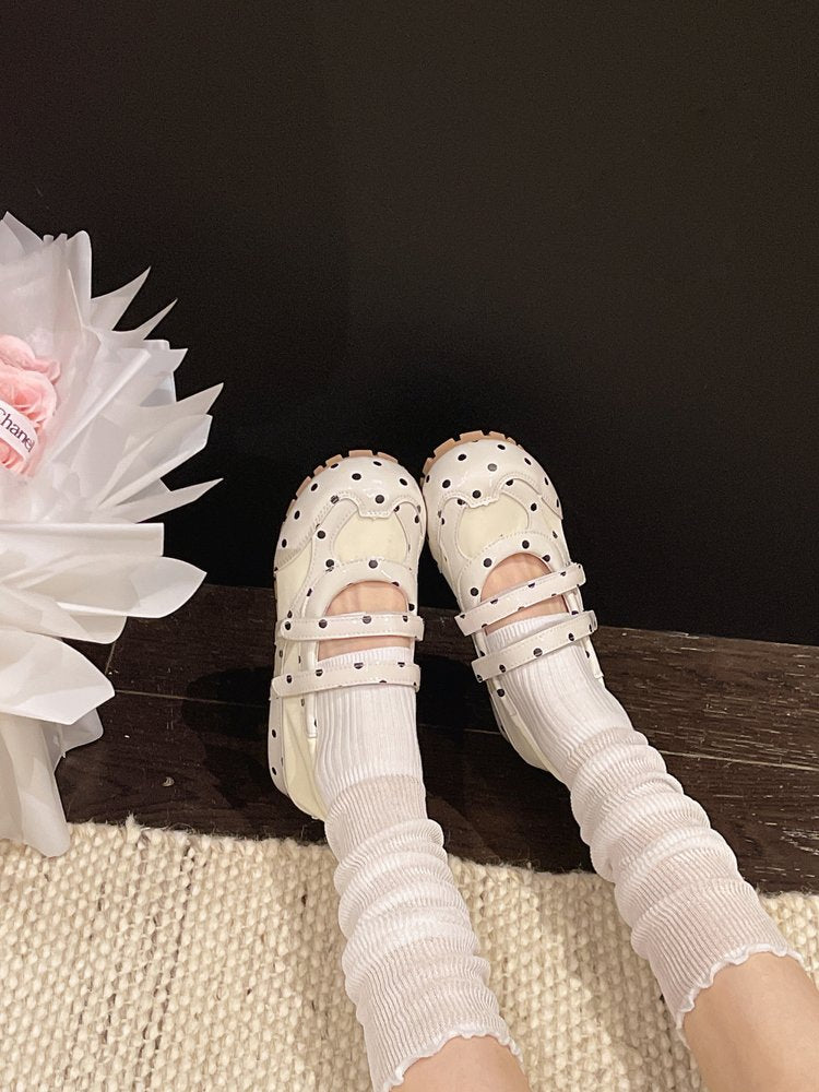 Femmes Sweet Polka Dot Velcro Allemand Chaussures de formation Robe de printemps Matching Fashionable Versa