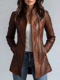 Collier de support pour femme Veste en cuir vintage Faux