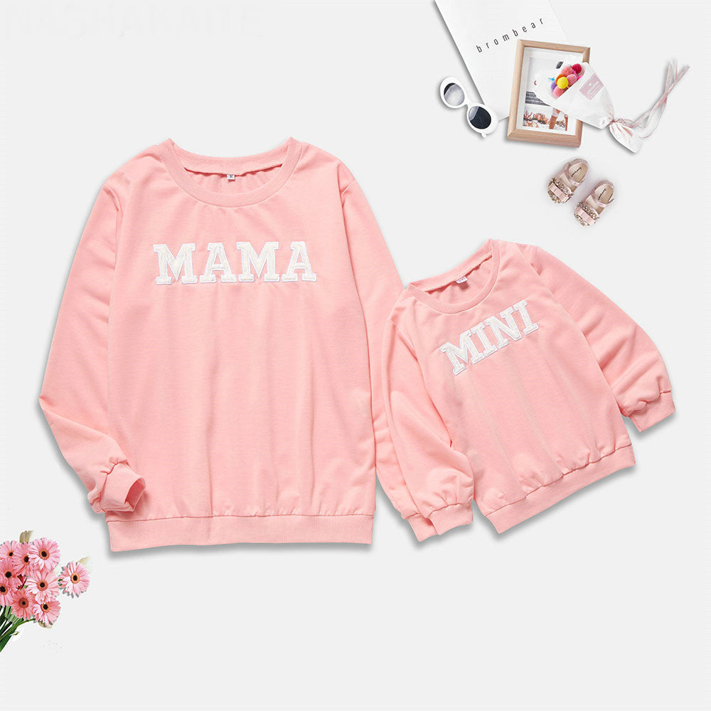 Printed Letter Parent-Child Sweatshirt