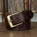 Ceinture Retro Homme en cuir véritable avec boucle en laiton