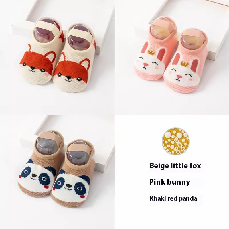 Chaussettes de coton antidérapantes imprimées mignons pour nourrissons et jeunes enfants