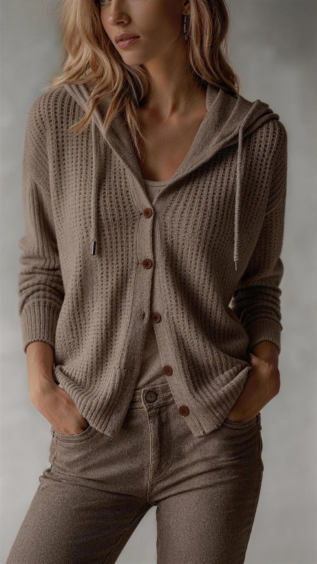 Manteau de cardigan à capuchon pour femmes