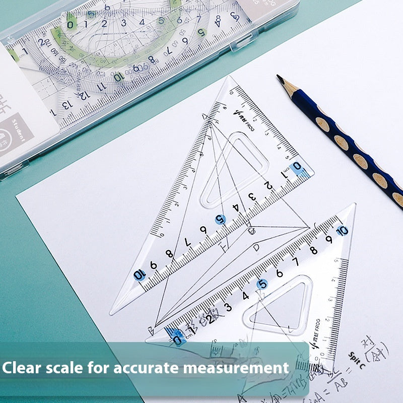 Youpai Ruler Sets Dessin acrylique transparent Protracteur carré quatre pièces