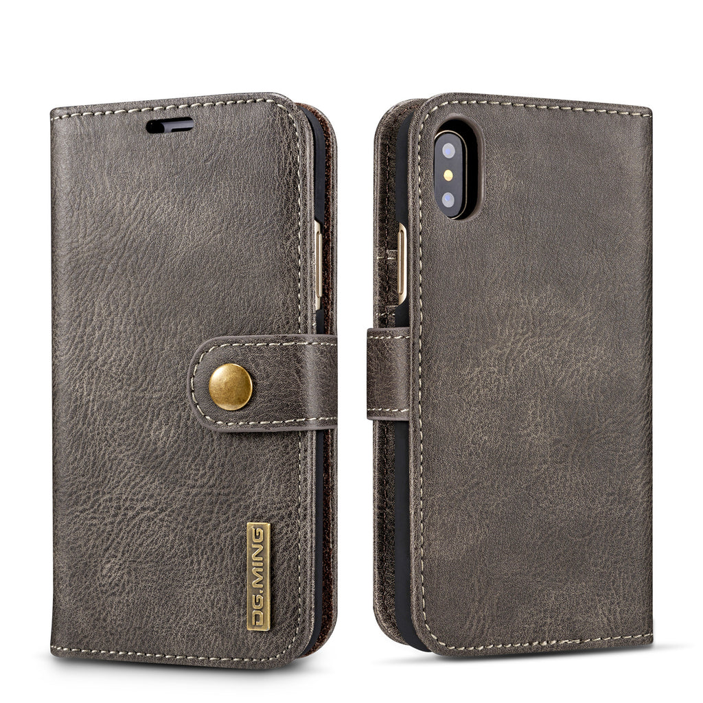 Cowhide Double Adsorption téléphone portable en cuir