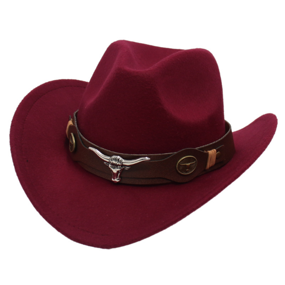 National Style Taureau Tête Décoration Western Cowboy Hat Retro ceinture mode Boucle large