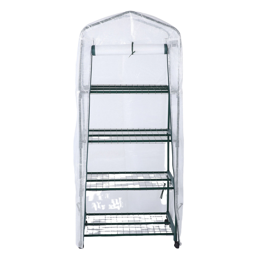 Greenhouse with PE Cover 360° Roues rotatives Zippered Door Frost Proof 4 Tier Petite usine