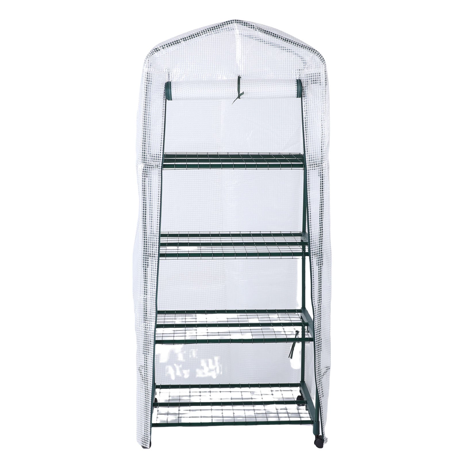 Greenhouse with PE Cover 360° Roues rotatives Zippered Door Frost Proof 4 Tier Petite usine