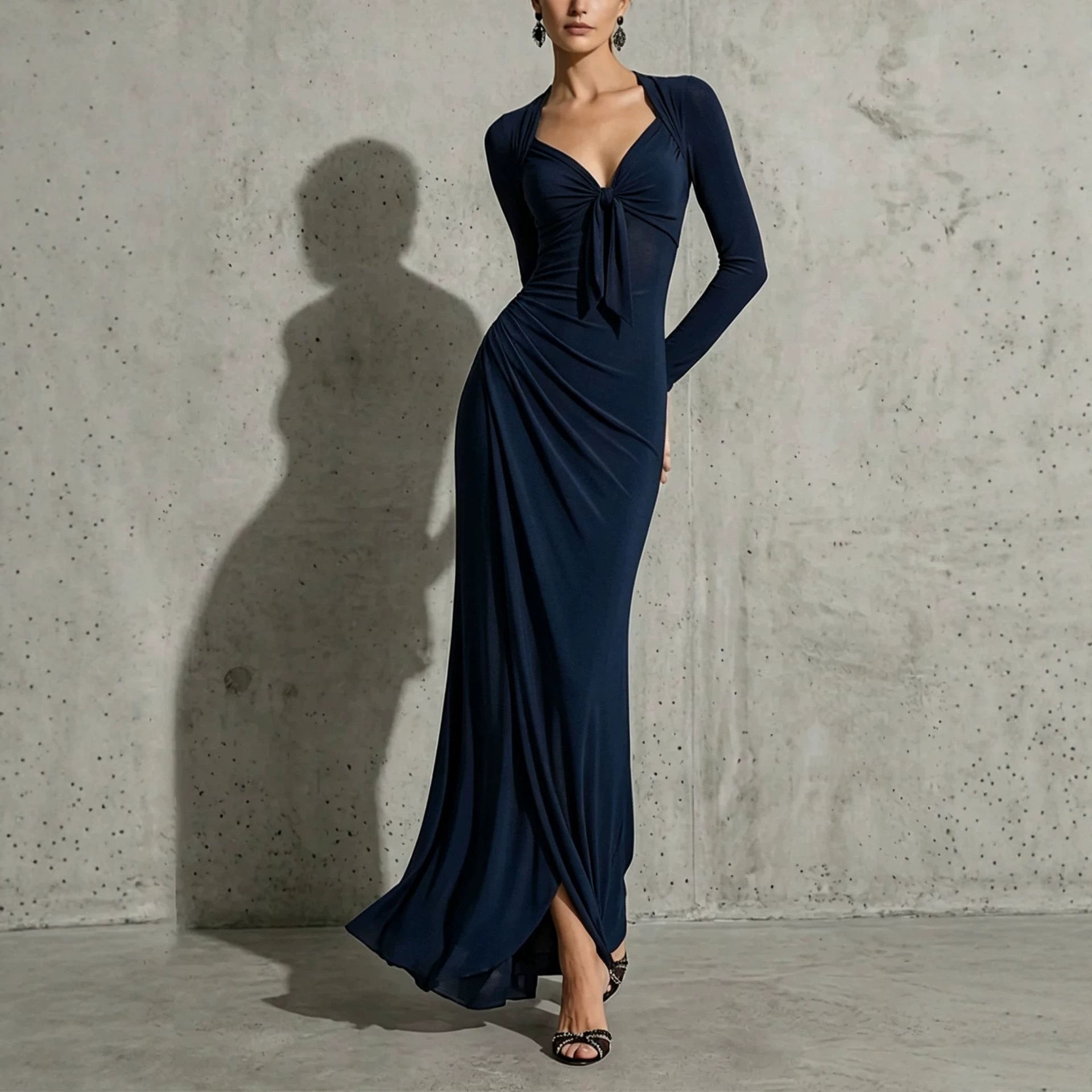 Robe Maxi en col V pour femmes
