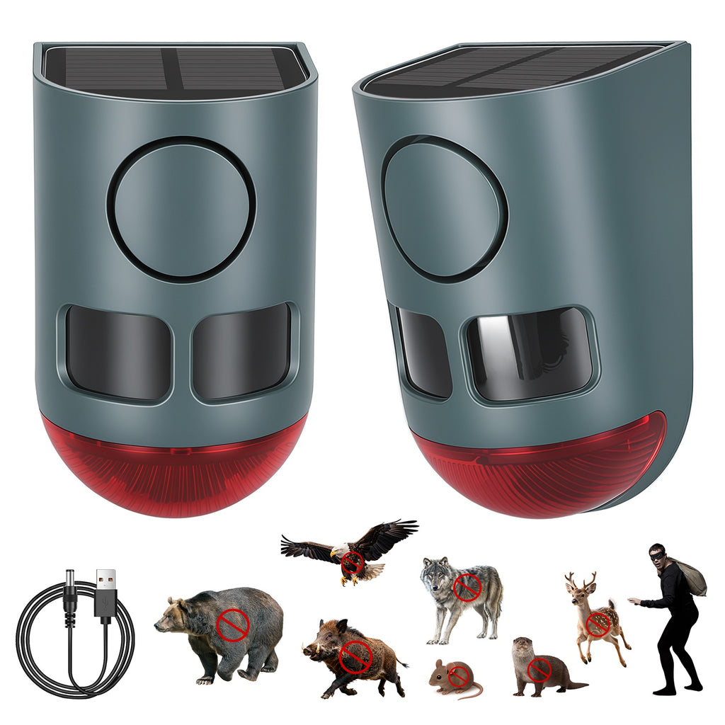 2Pack OU 1Pack Option 3-En-1 Ultrasonic Solar Animal Repeller Motion Actived Animal Repe