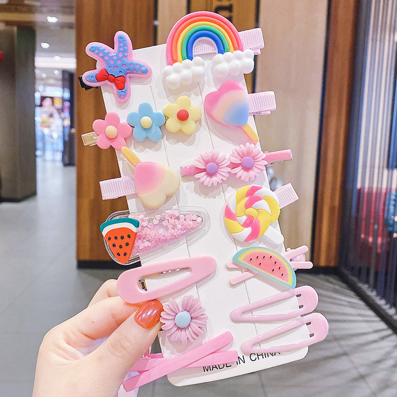 14PCS Accessoires capillaires pour tout-petit Set de barres arc-en-ciel colorées