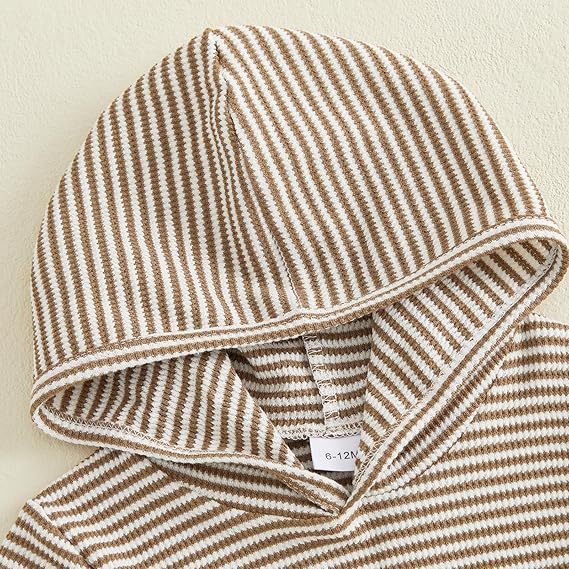 Ensemble à capuche pour bébé garçon rayé de gaufre