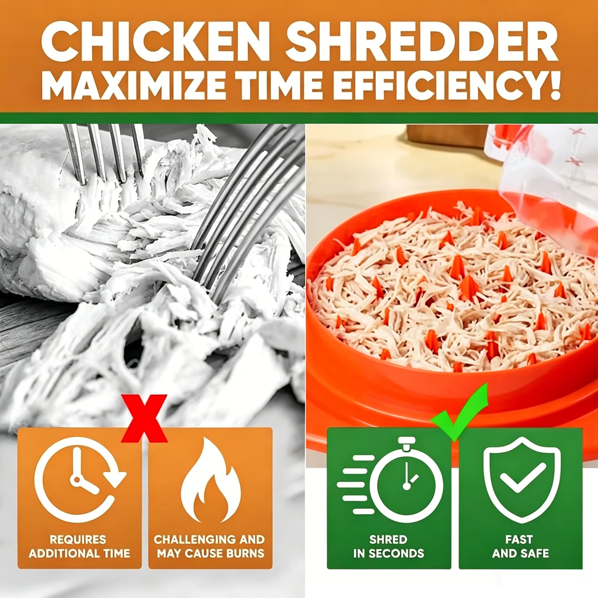 Déchiqueteuse de viande antidérapante pour poulet B