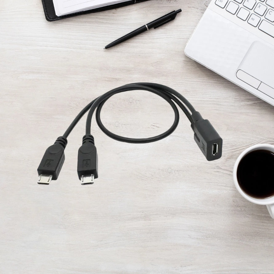 Android Micro USB Un divisé dans deux V8 Femme à deux hommes au câble