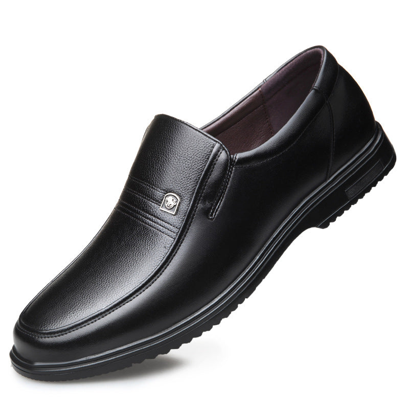 Chaussures décontractées en cuir véritable en cuir d'une semelle plate ronde pour hommes