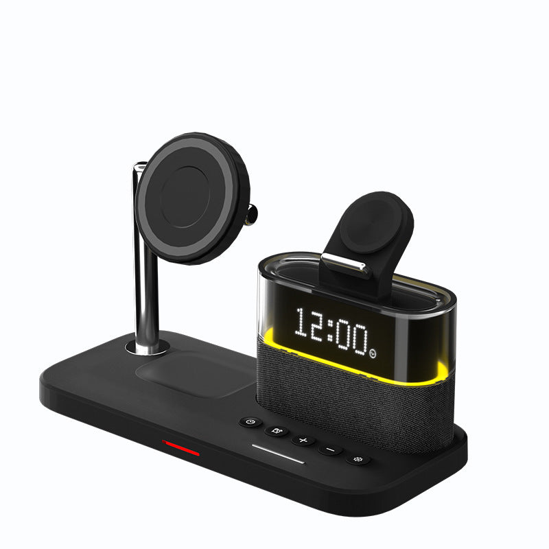 Chargeur magnétique de petite lampe de nuit sans fil avec réveil Trois en un