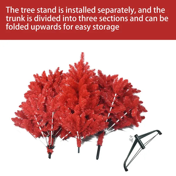 Arbre de Noël rouge 6FT – Arbre de PVC rouge pur avec 804 conseils