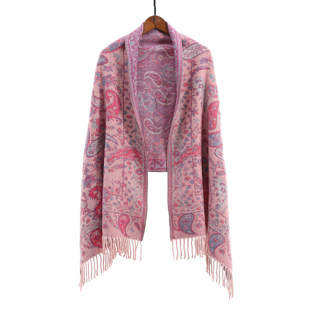 Vêtements de dessus de style ethnique Ankeila Red Faux-cashmere Climatiseur Châl Écharpe
