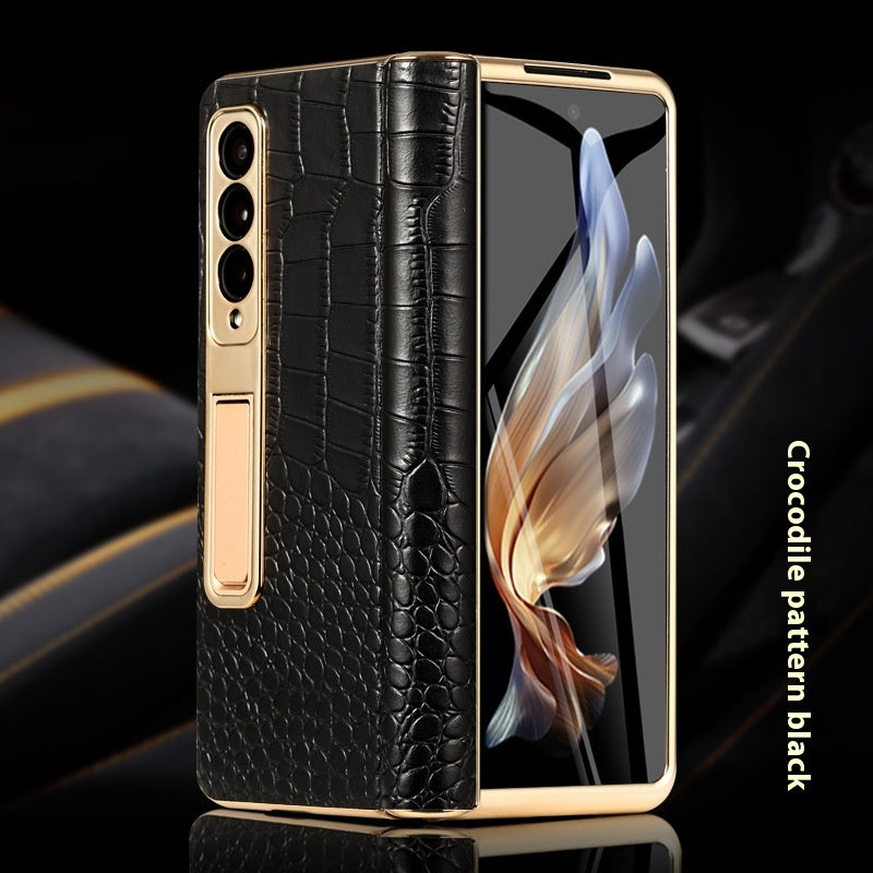 Étui de téléphone en cuir véritable F pliable écran amélioré anti-chute