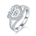 S925 Argent Sterling 1ct Boucle de coeur Moissanite Anneau