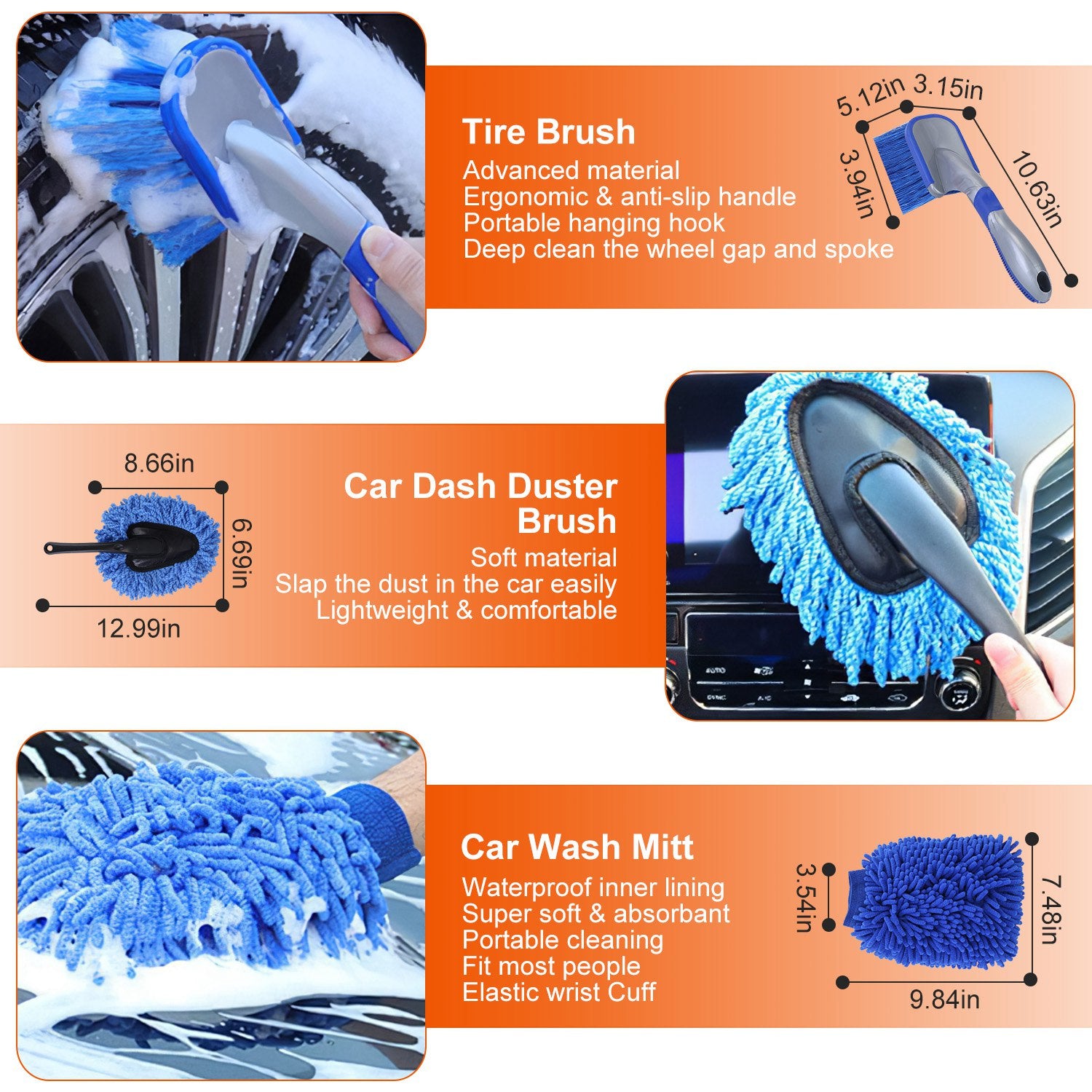 Kit de brosse de détail de voiture 26Pcs extérieur Kit de nettoyage intérieur de voiture