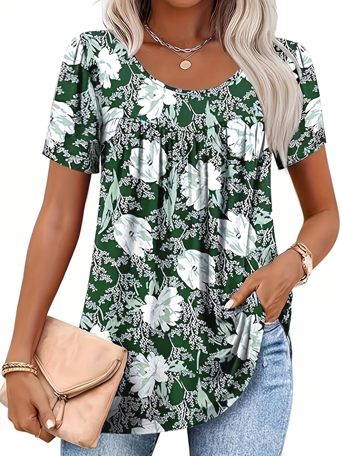 Élégante Blouse Florale à manches courtes pour femmes